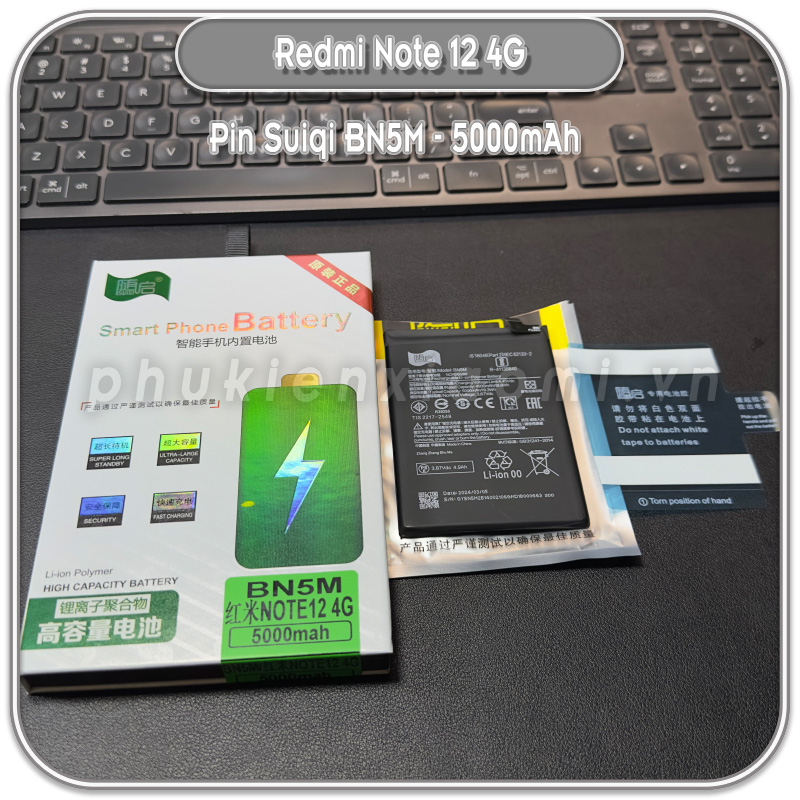 Thay pin Redmi Note 12 4G, Suiqi BN5M 5000mAh