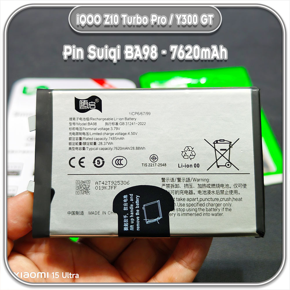 Thay pin iQOO Z10 Turbo Pro / Y300 GT Suiqi BA98 7620mAh