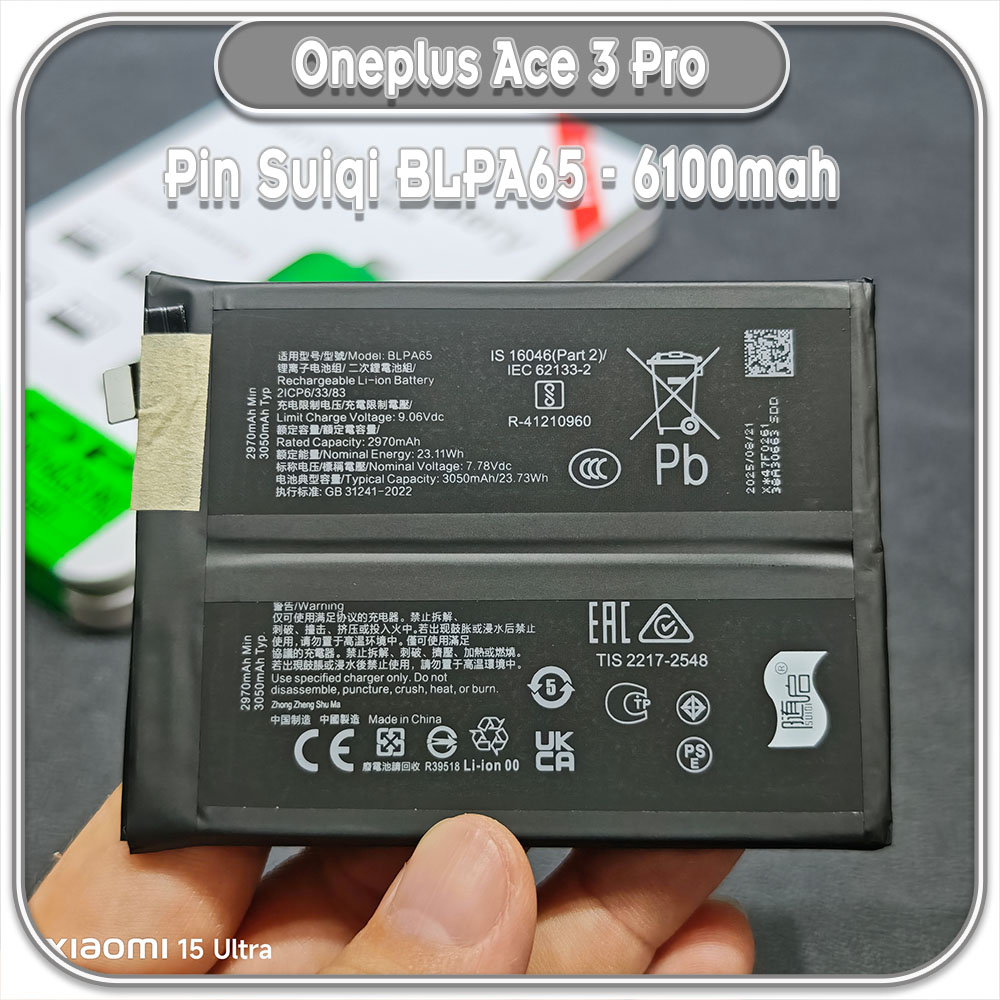 Thay pin Oneplus Ace 3 Pro Suiqi BLPA65 6100mAh
