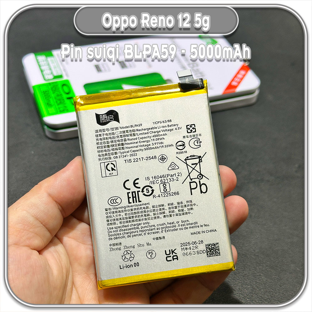 Thay pin cho Oppo Reno 12 5g - A3 Pro Suiqi BLPA59 5000mAh