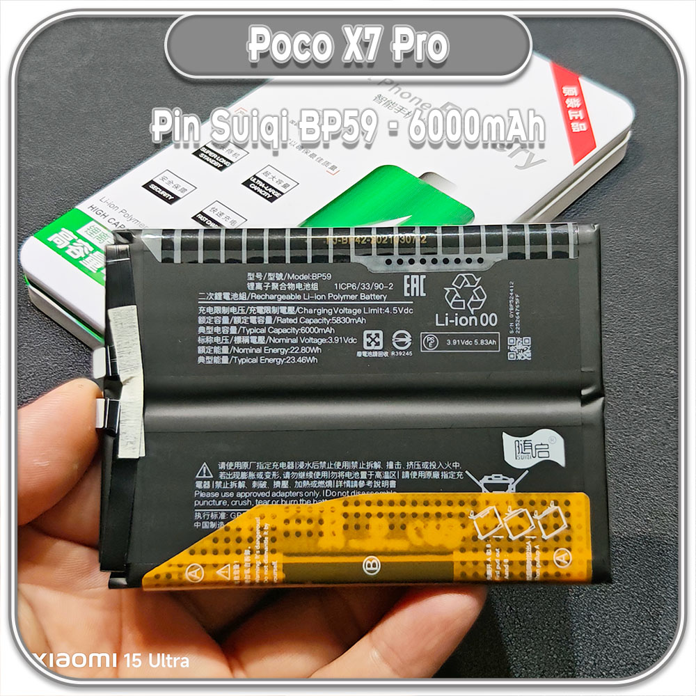 Thay pin Poco X7 Pro 5G Suiqi BP59 6000mAh