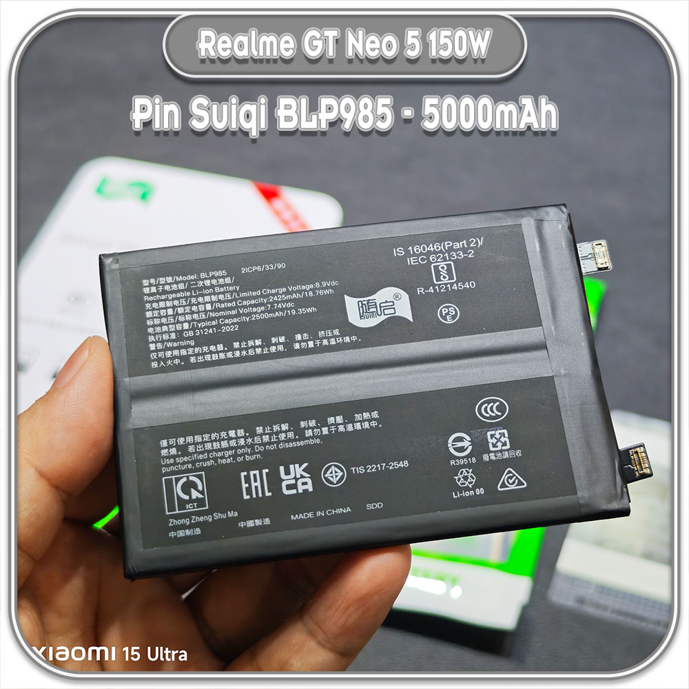 Thay pin Realme GT Neo 5 150W, Suiqi BLP985 5000mAh