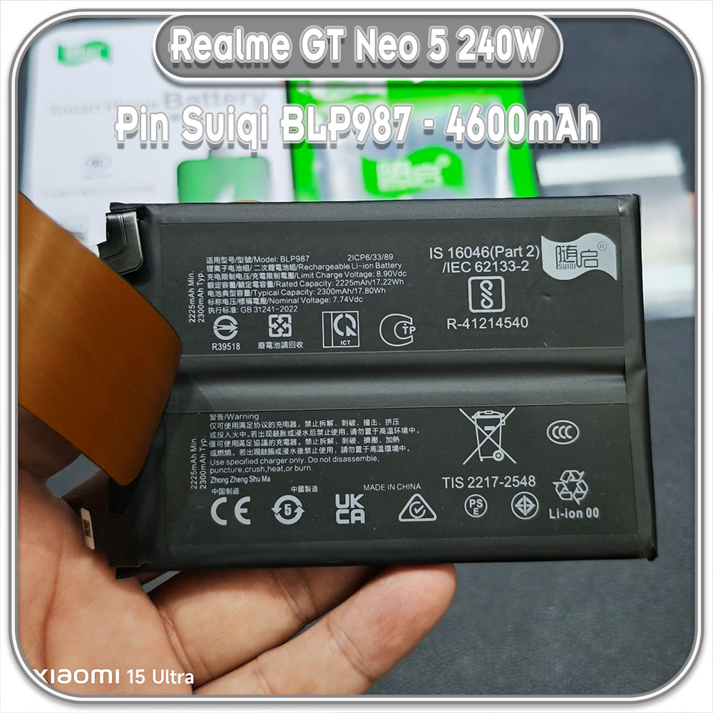 Thay pin Realme GT Neo 5 240W Suiqi BLP987 4600mAh