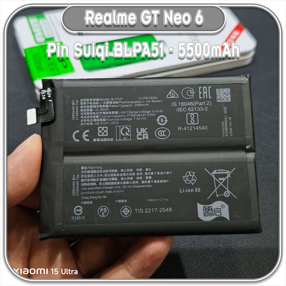 Thay pin Realme GT Neo 6 / GT 6T Suiqi BLPA51 5500mAh