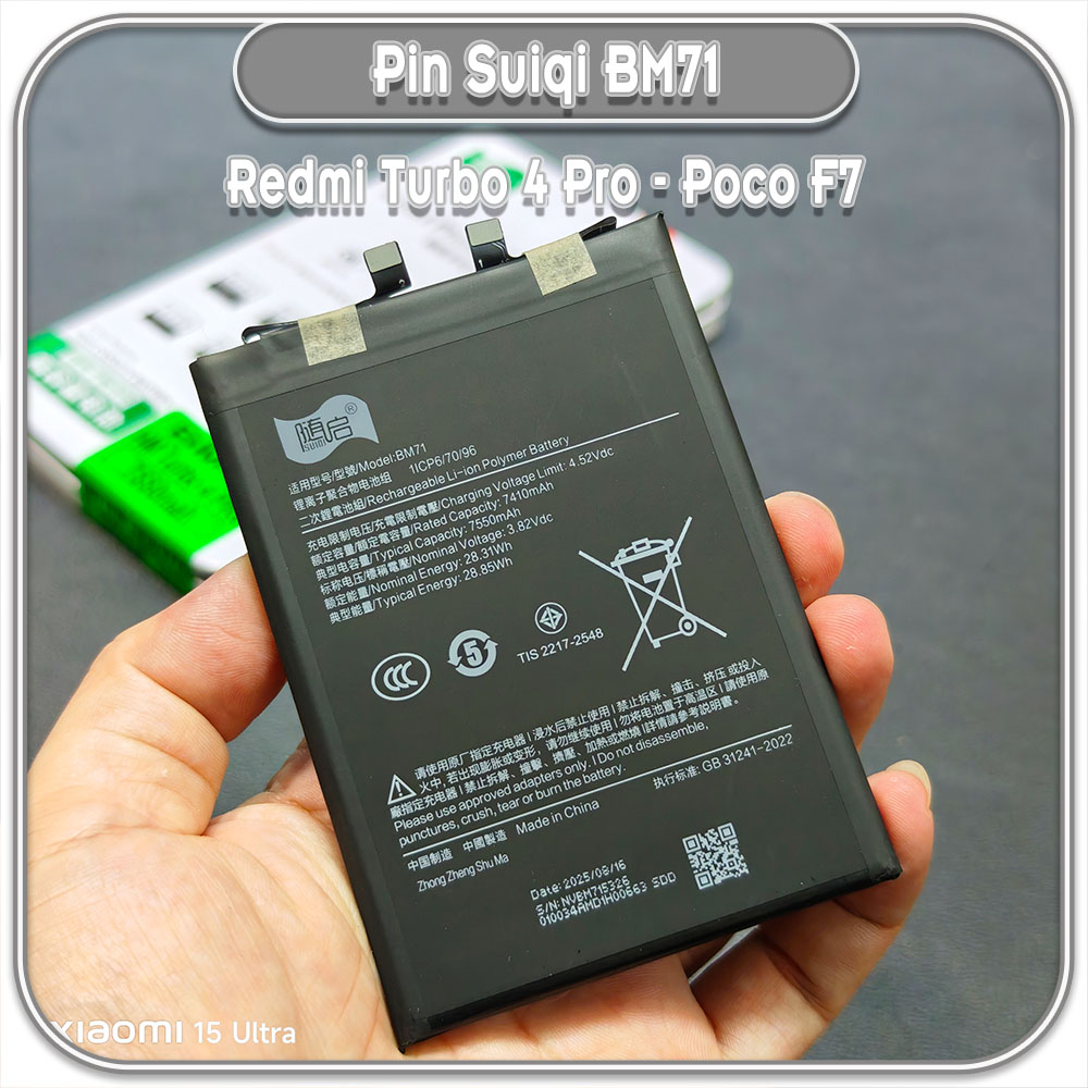 Thay pin Redmi Turbo 4 Pro Suiqi BM71 7550mAh