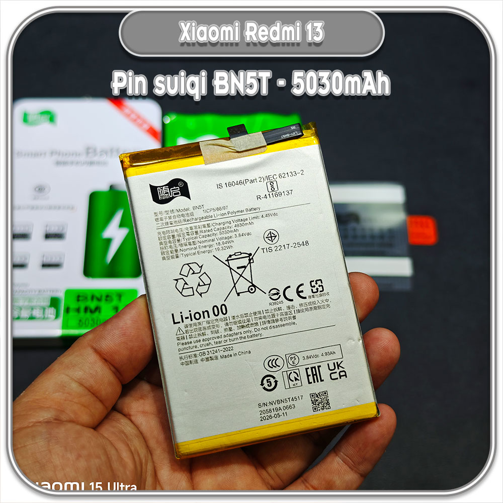 Thay pin Xiaomi Redmi 13 Suiqi BN5T 5030mAh