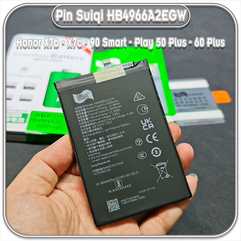 Thay pin Honor X7b - X7c - 90 Smart - Play 50 Plus - 60 Plus Suiqi HB4966A2EGW 6000mAh