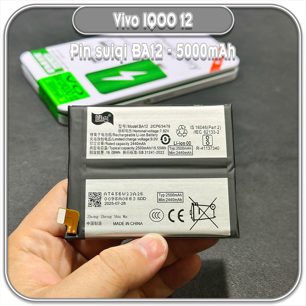 Thay pin cho Vivo IQOO 12 Suiqi BA12 5000mAh