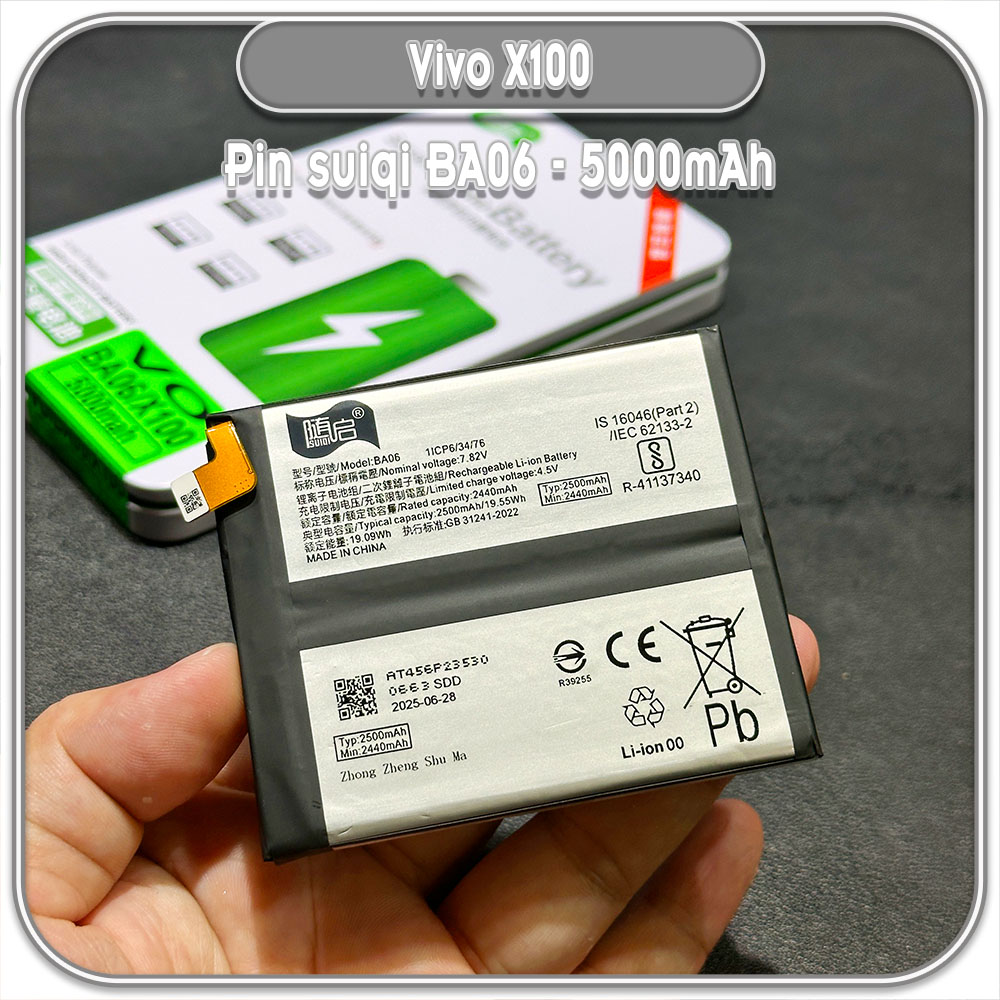 Thay pin cho Vivo X100 Suiqi BA06 5000mAh
