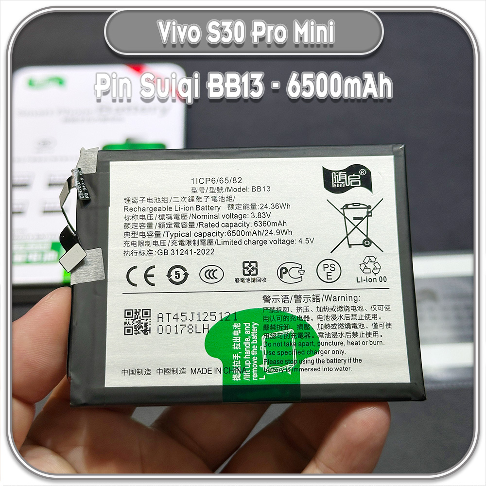 Thay Pin Vivo S30 Pro Mini, Suiqi BB13 6500mAh
