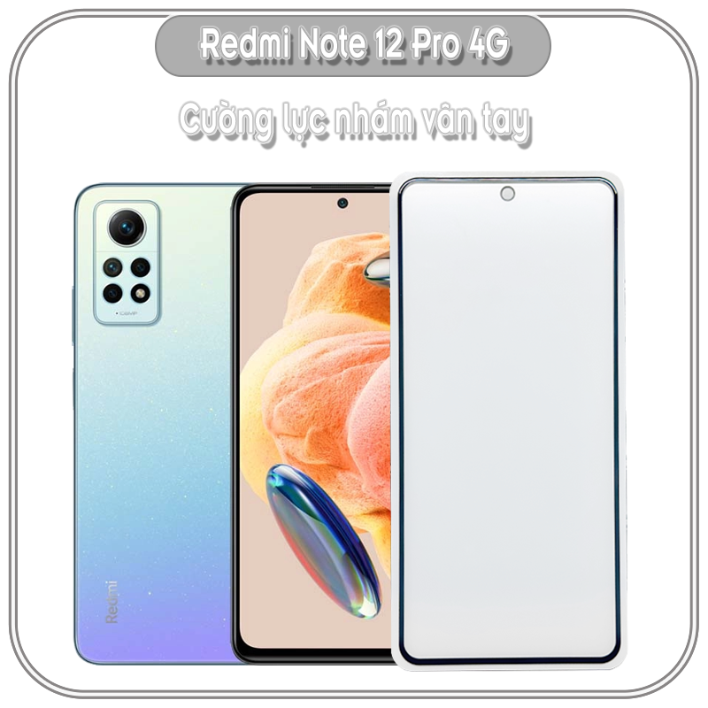 Cường lực nhám cho Redmi Note 12 Pro 4G, hạn chế vân tay Full viền Đen