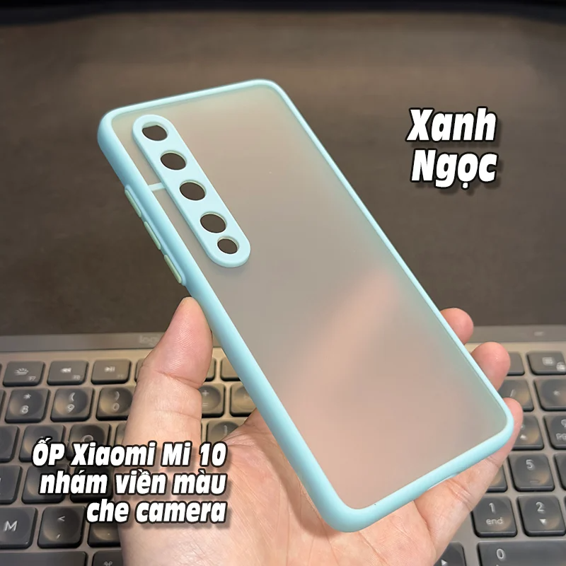 Ốp lưng cho Xiaomi Mi 10 nhám viền màu che camera