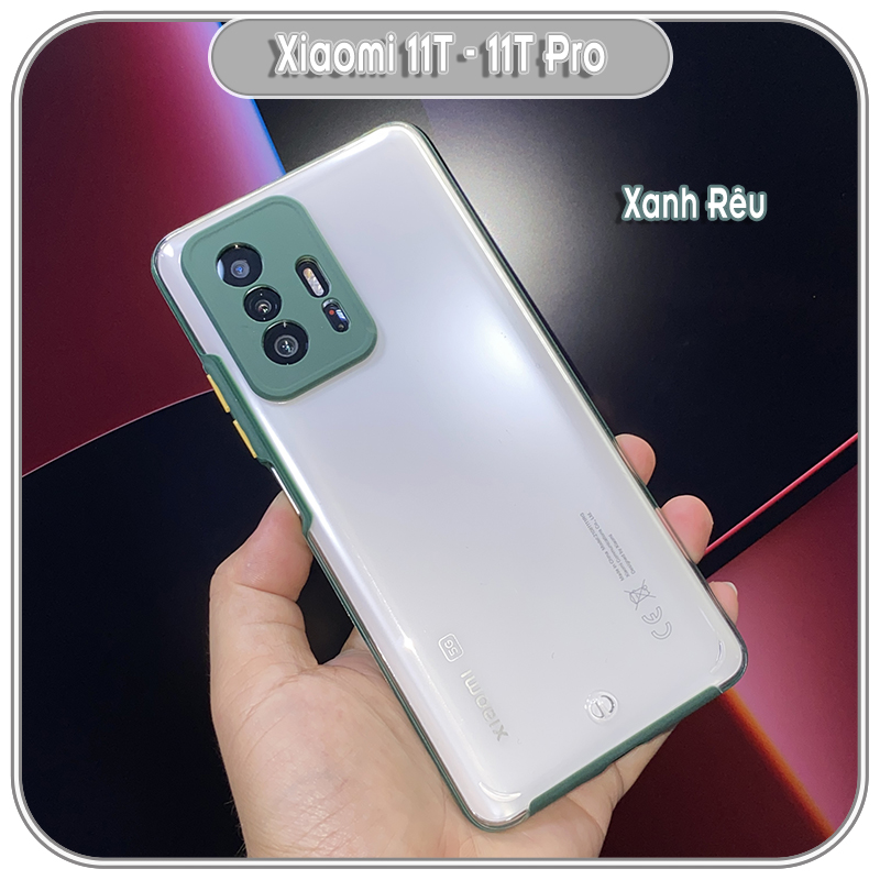 Ốp Lưng cho Xiaomi 11T - 11T Pro PC Trong Suốt Viền Màu Mỏng ,Che Camera