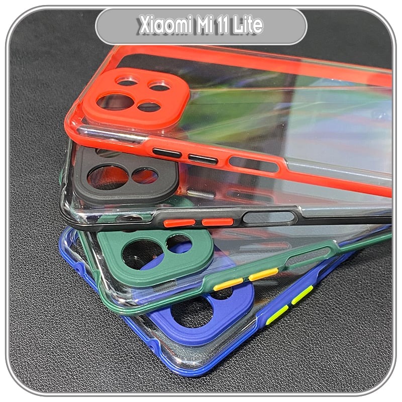 Ốp Lưng cho Xiaomi Mi 11 Lite 4G - 5G - NE PC Trong Suốt Viền Màu Mỏng ,Che Camera