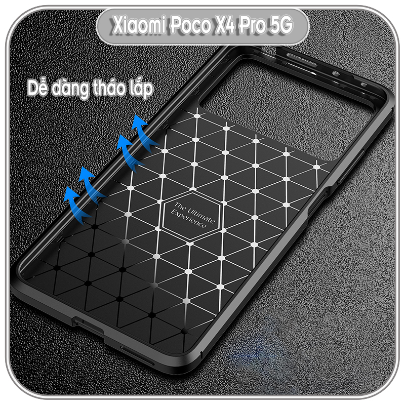 Ốp lưng cho Xiaomi Poco X4 Pro 5G chống sốc Carbon Auto Focus