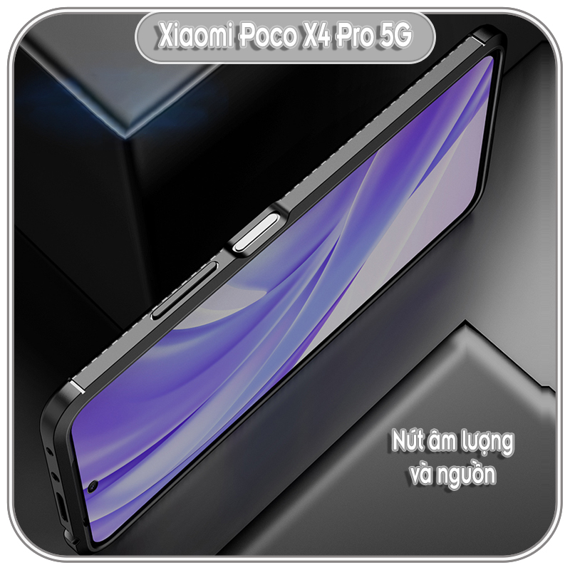 Ốp lưng cho Xiaomi Poco X4 Pro 5G chống sốc Carbon Auto Focus