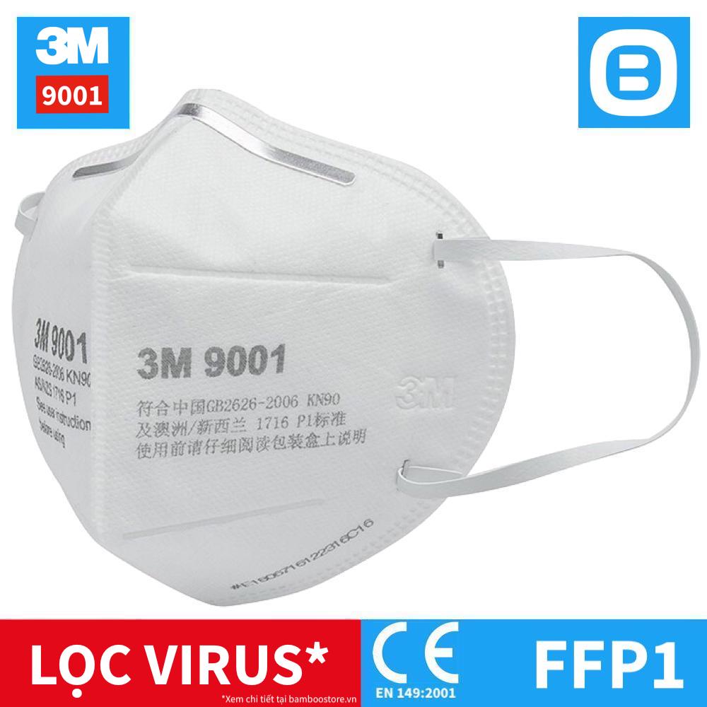 3M 9001, Khẩu trang bảo vệ hô hấp, Dây đeo qua tai, P1, Màu trắng, XH003897556