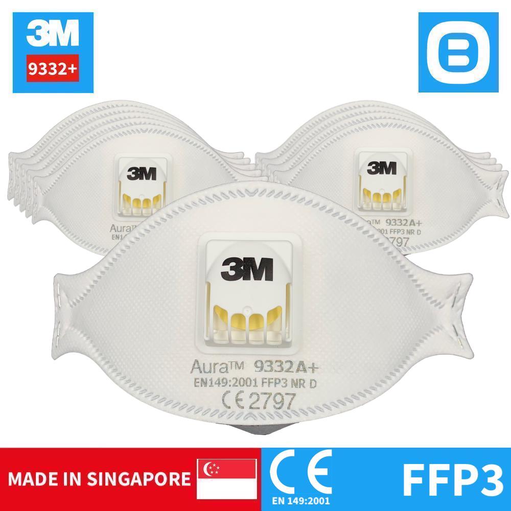 3M Aura 9332+, Khẩu trang bảo vệ hô hấp, Có Van, P3, Lọc 99% bụi mịn virus, Màu trắng, XA010017862