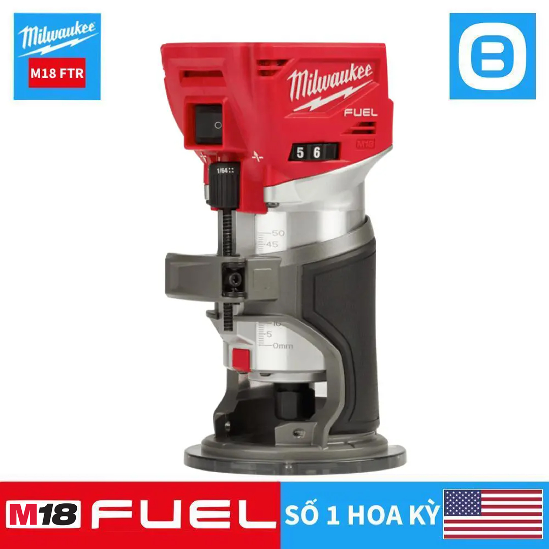 Milwaukee M18 FTR, Máy phay gỗ cứng, 18V, Màu đỏ đen, 18340004