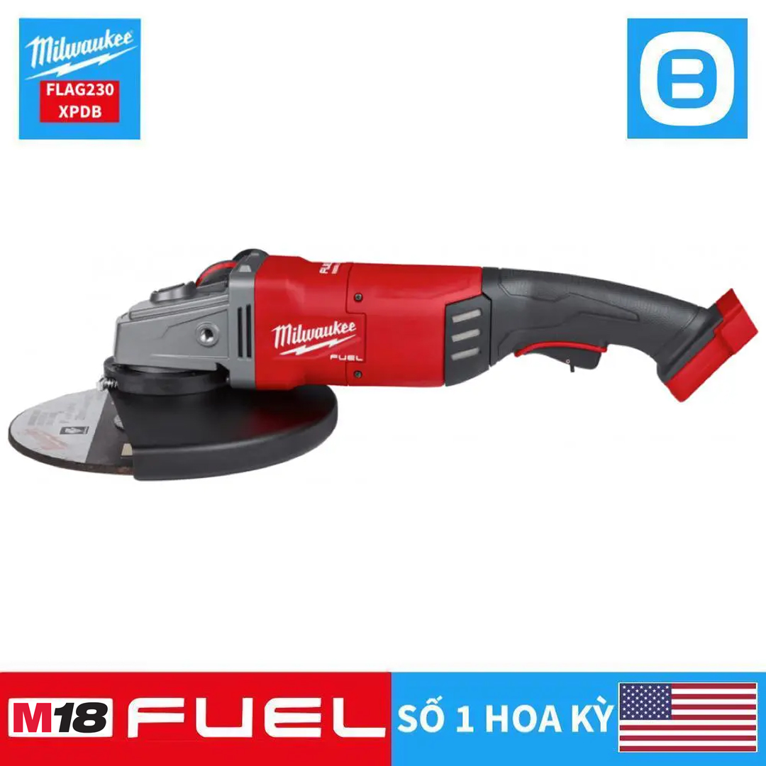 Milwaukee M18 FLAG230XPDB, Máy mài góc, 18V, Đường kính đĩa cắt 230mm, Màu đỏ đen, 18282015