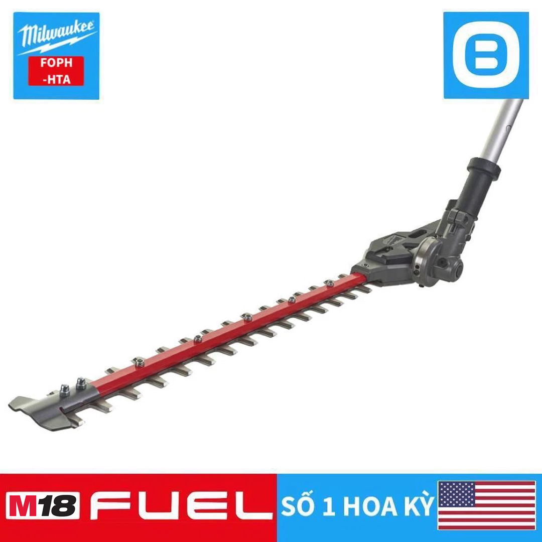 Milwaukee M18 FOPH-HTA, Phụ kiện tỉa hàng rào QUIK-LOK, Lưỡi dài 508 mm, Kết nối nhanh, Màu đỏ đen, 18376004