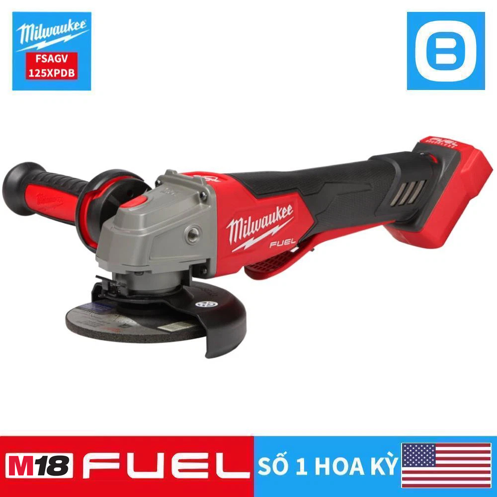 Milwaukee M18 FSAGV125XPDB, Máy mài góc, 18V, Đường kính đĩa 125mm, Màu đỏ đen, 18521011