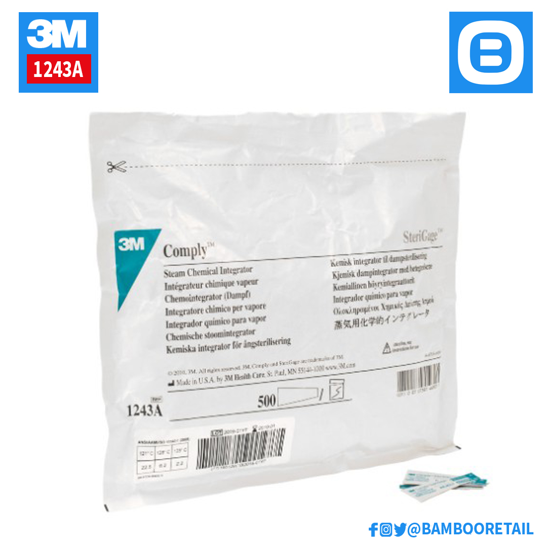 3M 1243A Attest Steam Chemical Integrator, Chỉ thị hóa học cho máy tiệt khuẩn bằng hơi nước, 2 inch, 7100190222
