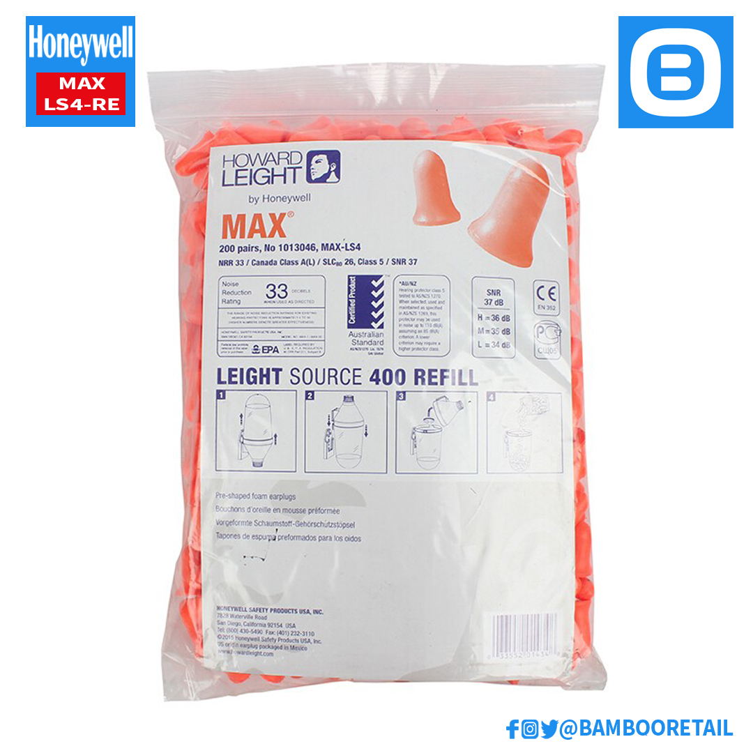 Howard Leight by Honeywell MAX-LS4-RE, Nút tai chống ồn, Không dây, Màu cam