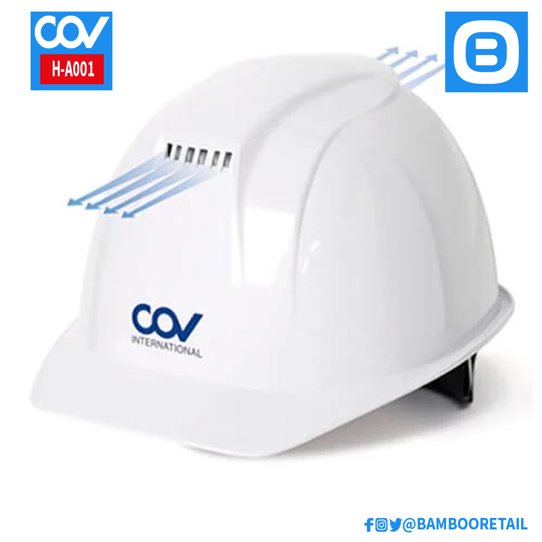 COV H-A001, Nón bảo hộ lao động có lỗ thông khí, ABS, KOSHA, Màu Trắng