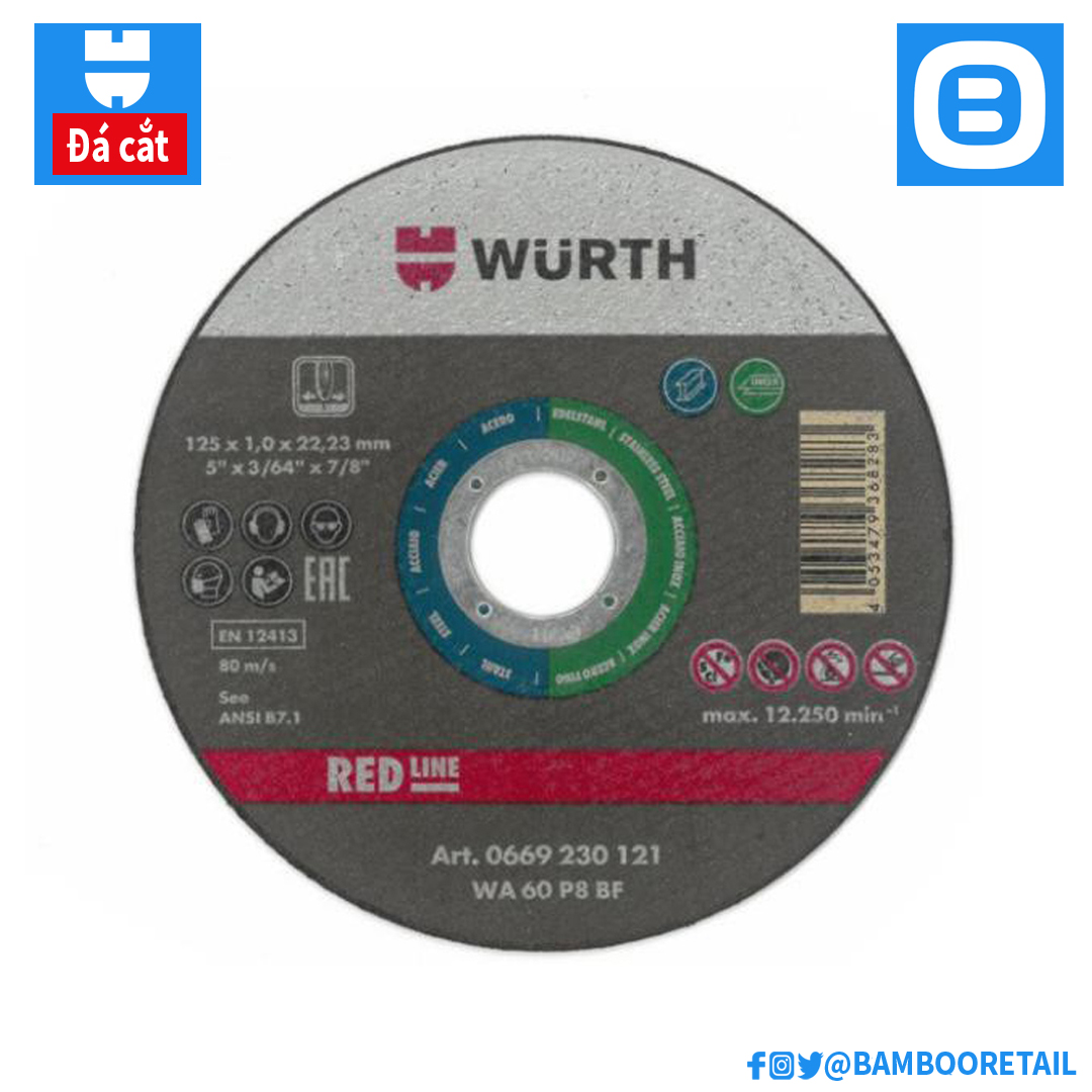 Wurth, Đá cắt dùng cho thép không rỉ, 125mm, 0669230121