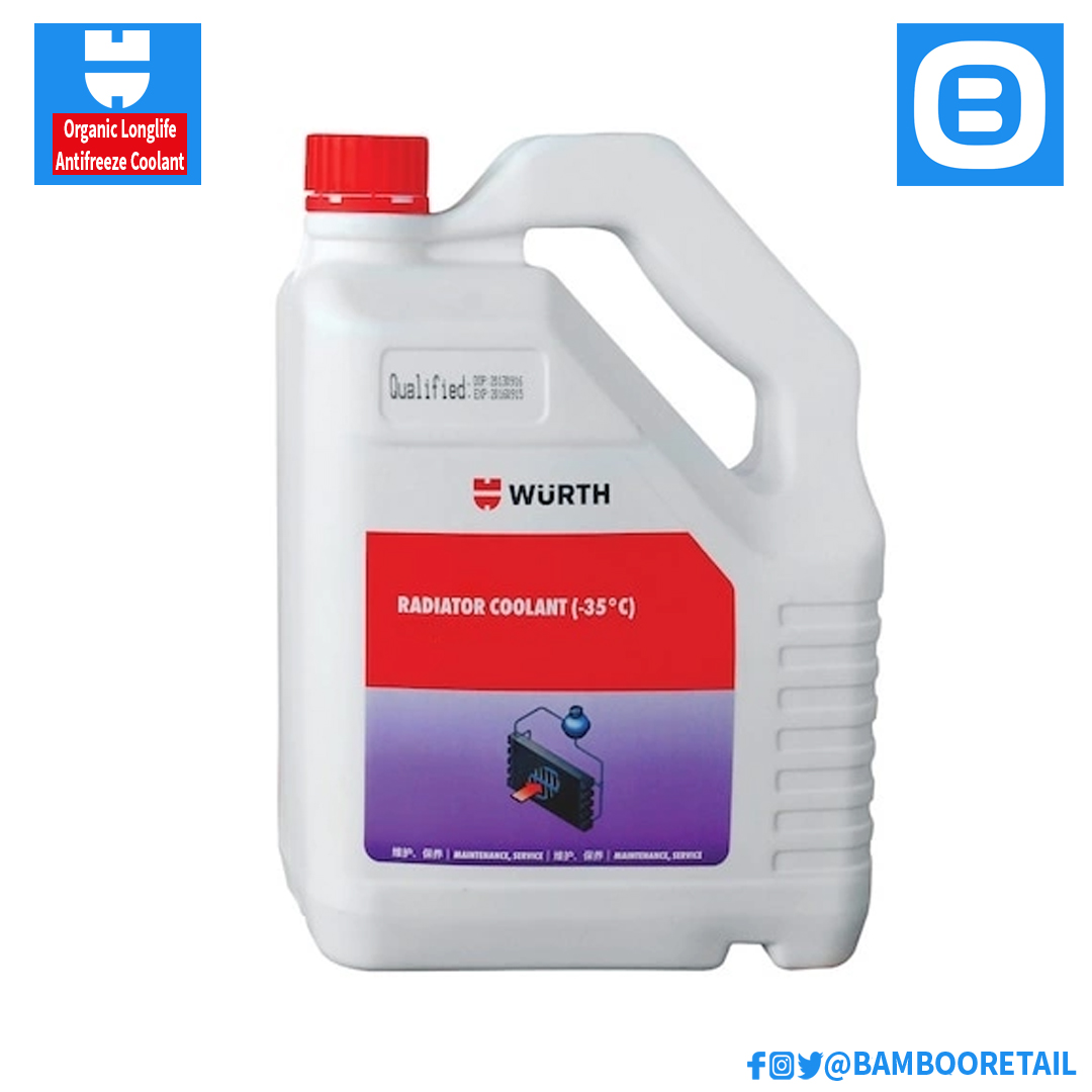 Wurth Organic Longlife Antifreeze Coolant, Nước giải nhiệt làm mát (-35DRG), Màu đỏ, 4L, 08923541