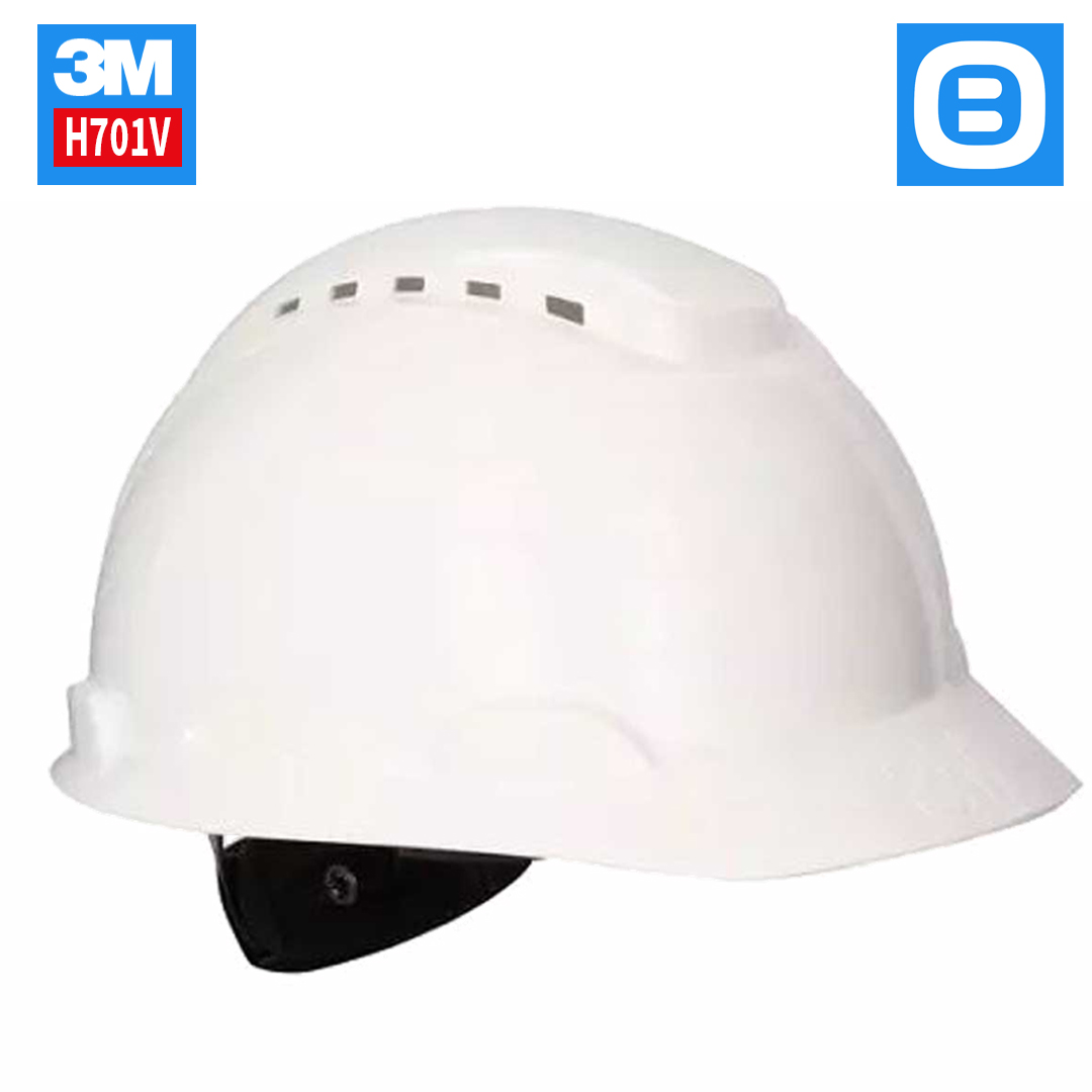 3M H701V, Nón bảo hộ giảm chấn dạng nút vặn 4 điểm nối, Có lỗ thông khí, Màu trắng, 70071578028