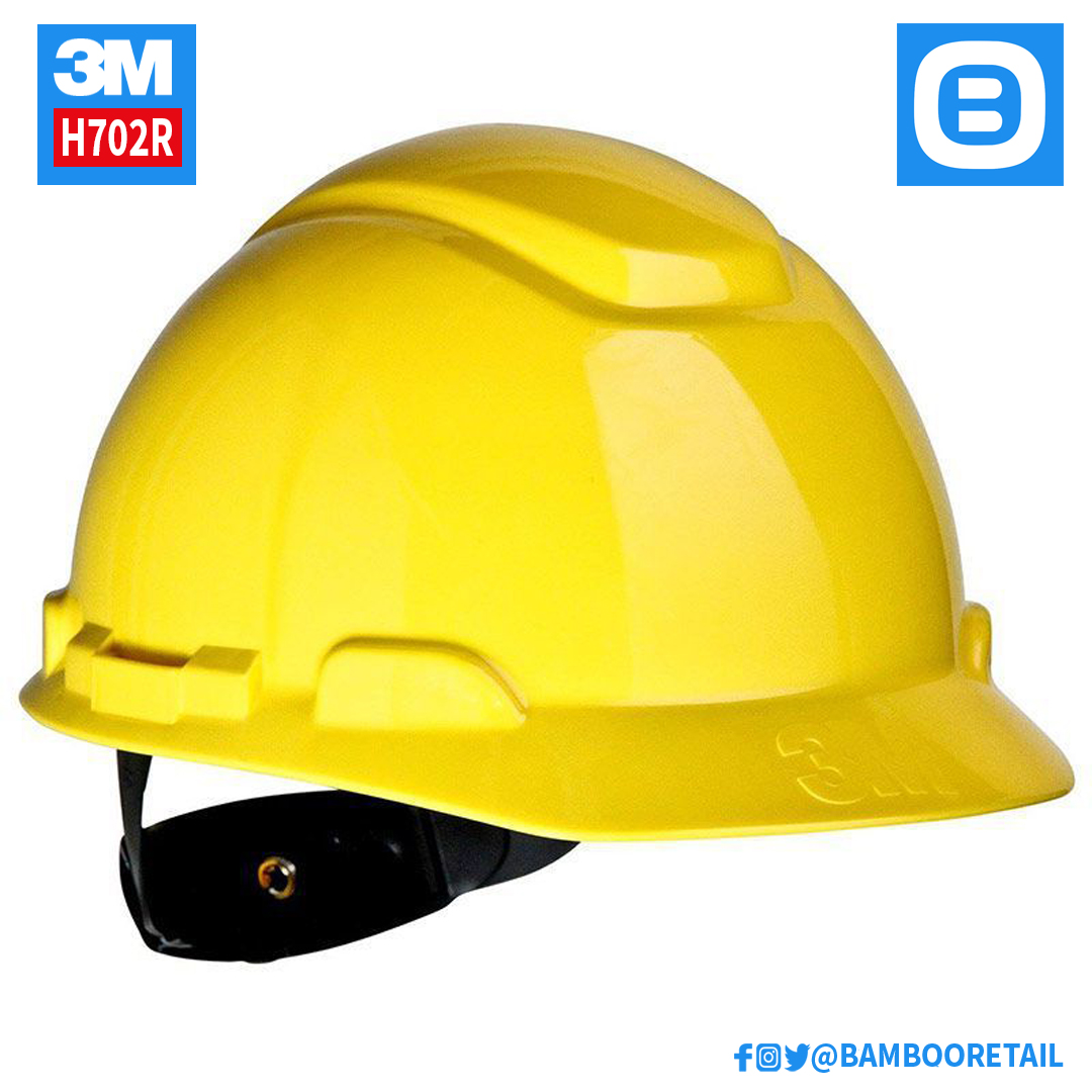 3M H702R, Nón bảo hộ giảm chấn dạng nút vặn 4 điểm nối, Không có lỗ thông khí, Màu vàng, 70071577939