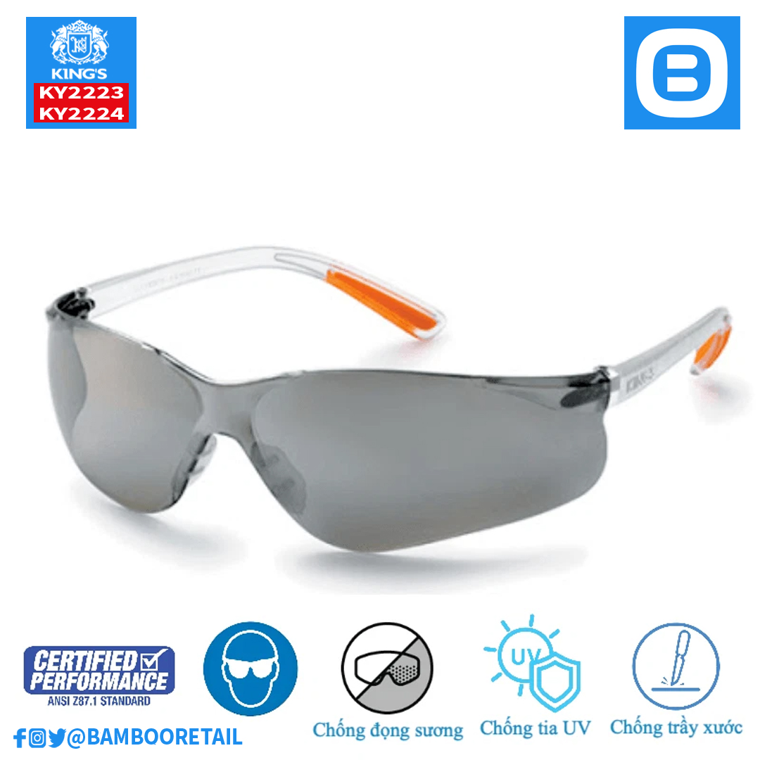 King's KY2223 KY224 Kính bảo hộ cao cấp chống bụi chống tia UV chống đọng sương bảo vệ mắt