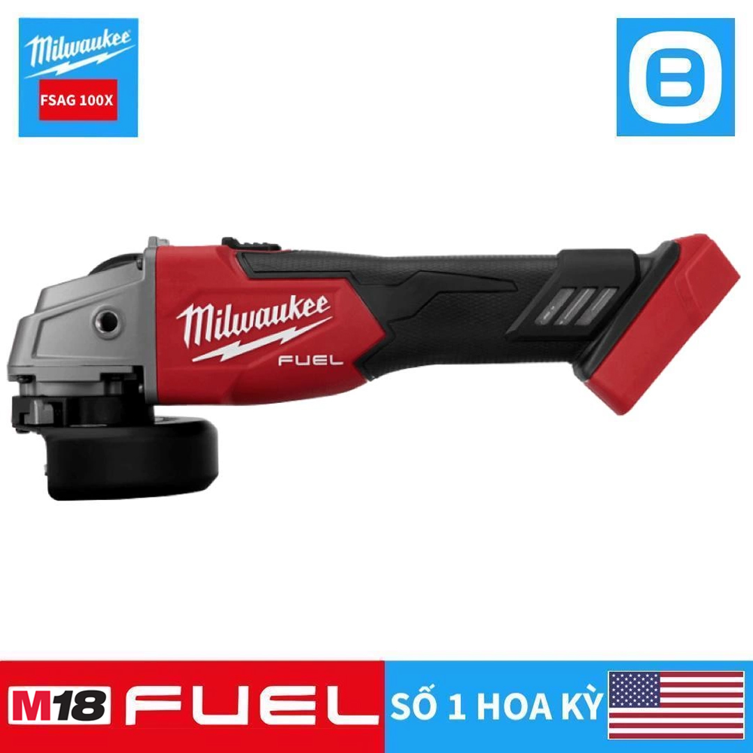 Milwaukee, Combo 3 - Sản phẩm hot - Bừng ưu đãi, 1 Máy mài góc M18 FSAG 100X-0X0, 1 Pin M18B5, 1 Sạc nhanh M12-18FC, 1 Cặp găng tay chống cắt Level 1