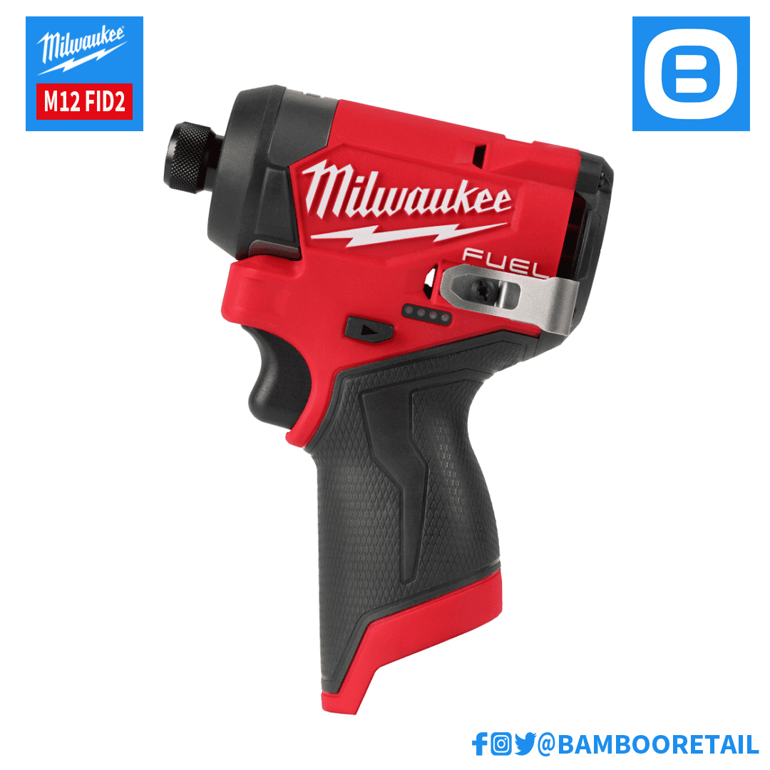 Milwaukee, Combo 1 tháng 5 Khoan êm siết mượt vượt chướng mọi bề mặt - 1 Máy khoan động lực M12 FPD2, 1 Máy vặn vít M12 FPD2, 1 Sạc Pin 12V 12C2 ,1 Pin M12BH5 5Ah, 1 Pin M12B4 4Ah, Tặng 1 Bộ mũi khoan đa năng 8 chiếc