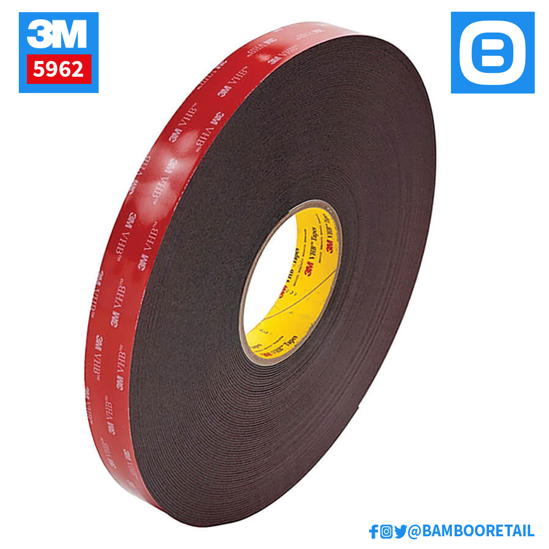 3M VHB 5962, Băng keo cường lực hai mặt, 50mm x 33m, Màu đen