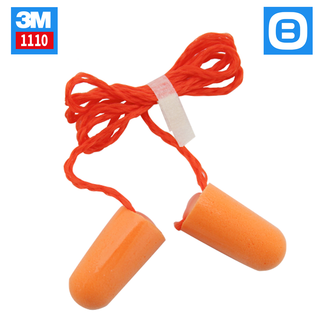 3M 1110, Nút tai chống ồn có dây, Màu cam, HC000664777