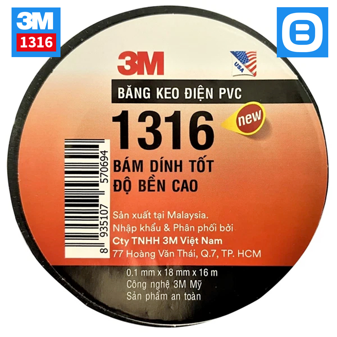 3M 1316, Băng keo điện chống cháy lan 18mmx16m