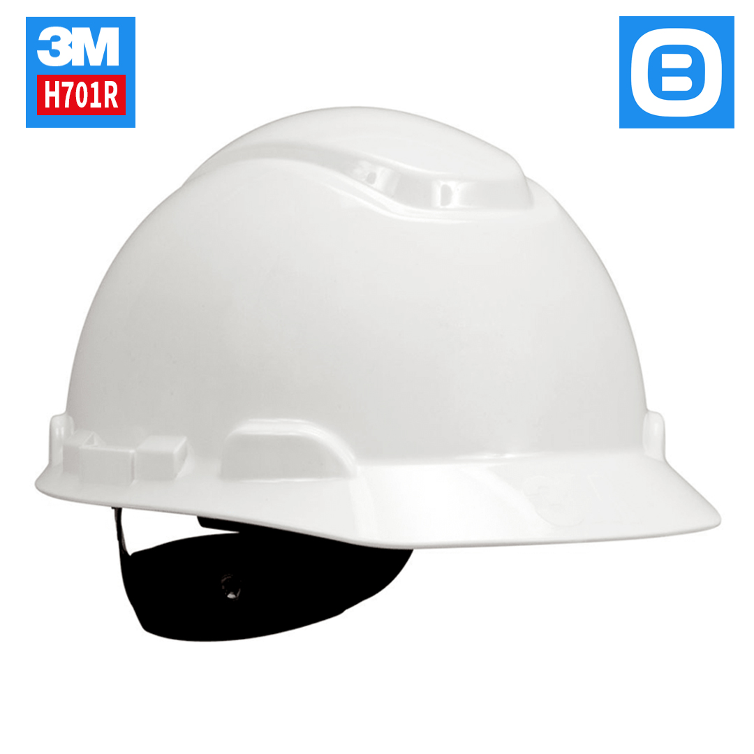 3M H701R, Nón bảo hộ giảm chấn dạng nút vặn 4 điểm nối, Không lỗ thông khí, Màu trắng, 70071577921