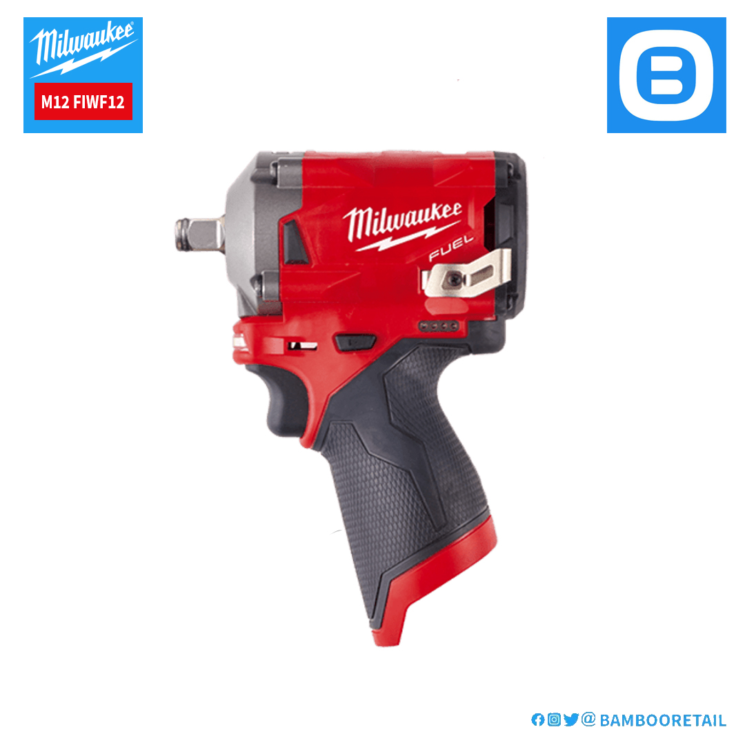 Milwaukee M12 FIWF12, Máy siết bu lông, 12V, 339 Nm, 1/2 inch, M16, Màu đỏ đen, 18312019