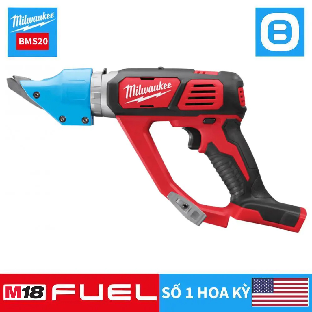 Milwaukee M18 BMS20, Máy cắt kim loại, 18V, Chiều dày thép 2 mm, Màu đỏ đen, 18118022