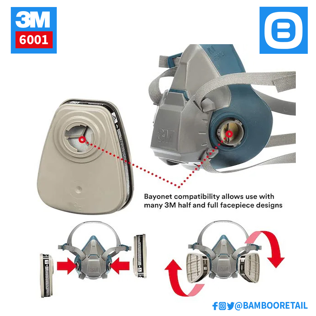 3M 6001, Phin lọc hơi hữu cơ than hoạt tính, Màu xám, WX700900094