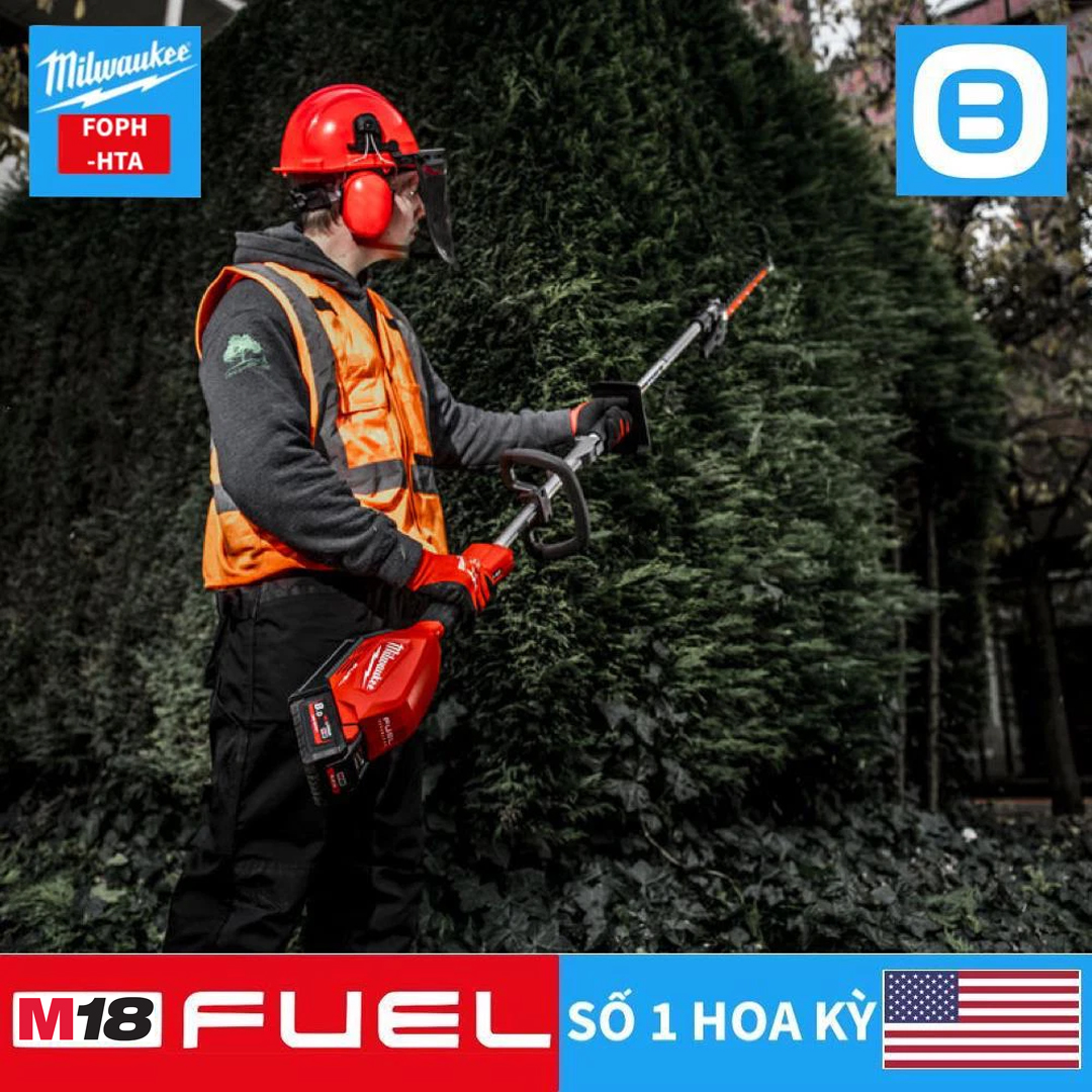 Milwaukee M18 FOPH-HTA, Phụ kiện tỉa hàng rào QUIK-LOK, Lưỡi dài 508 mm, Kết nối nhanh, Màu đỏ đen, 18376004