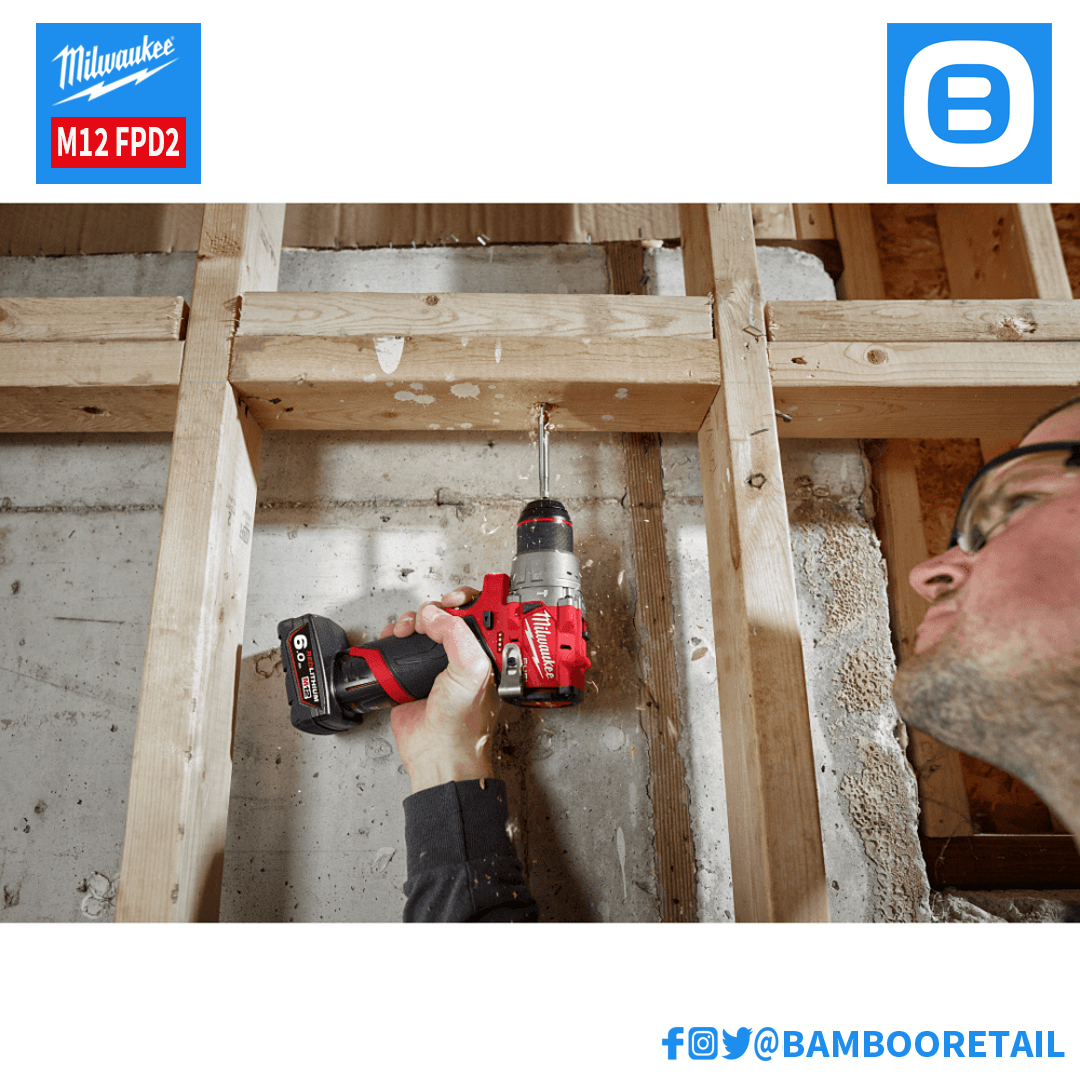 Milwaukee M12 FPD2, Máy khoan động lực, 12V, Màu đỏ đen