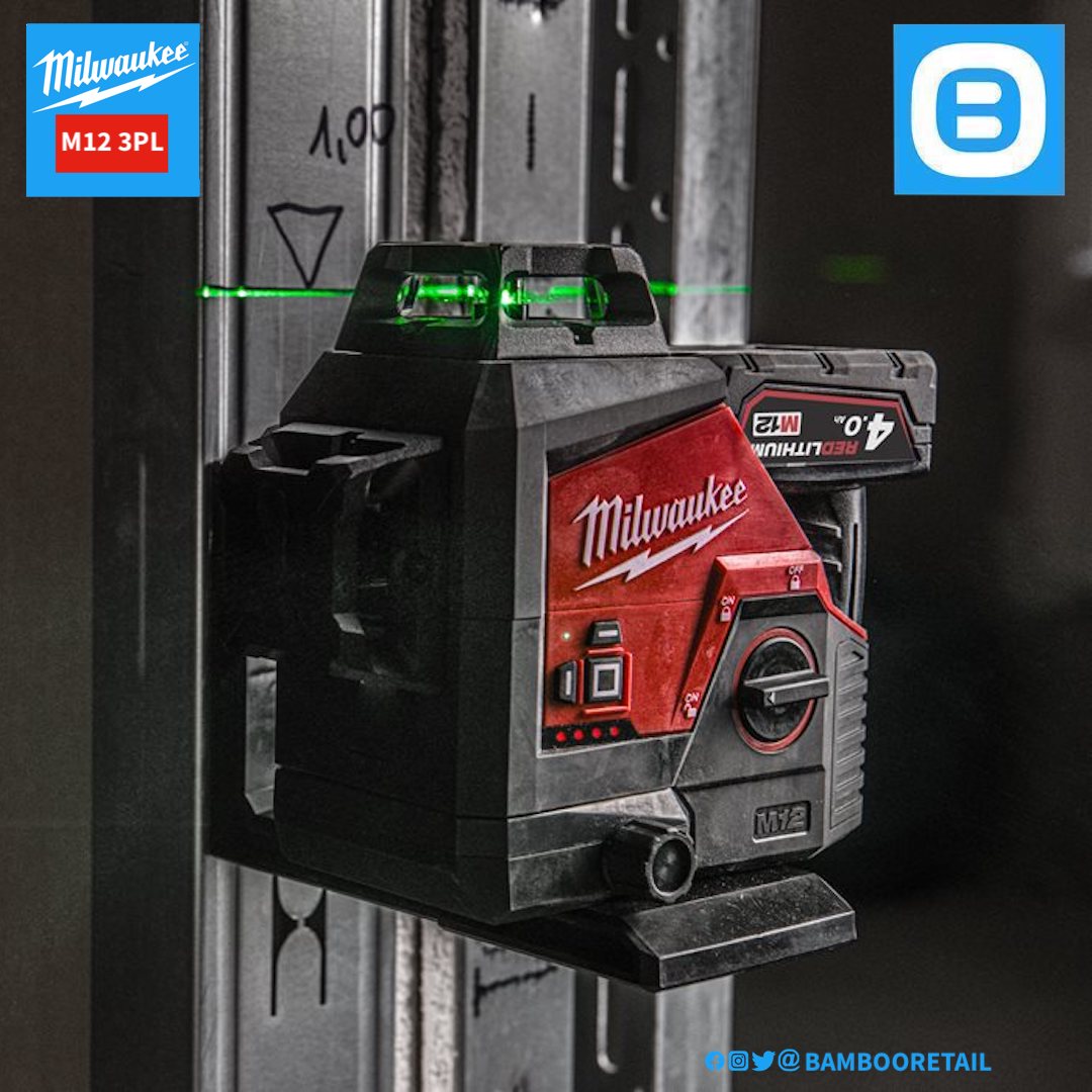 Milwaukee M12 3PL, Máy cân mực laser, 12V, 38m, 330˚, IP54, Màu đỏ đen, 6912703