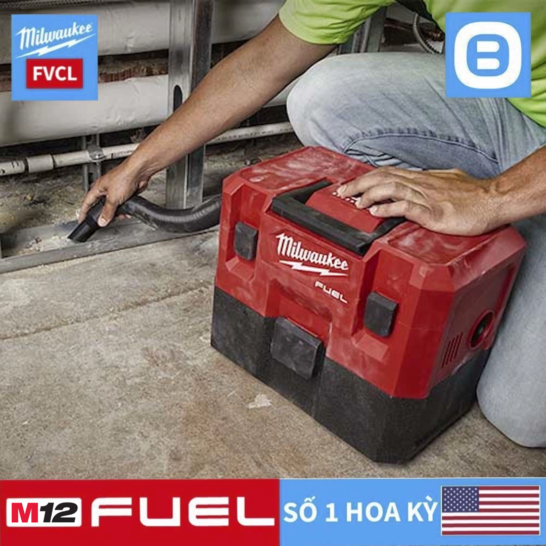 Milwaukee M12 FVCL, Máy hút bụi khô ướt, 12V, 6L, Màu đỏ đen, 16134009