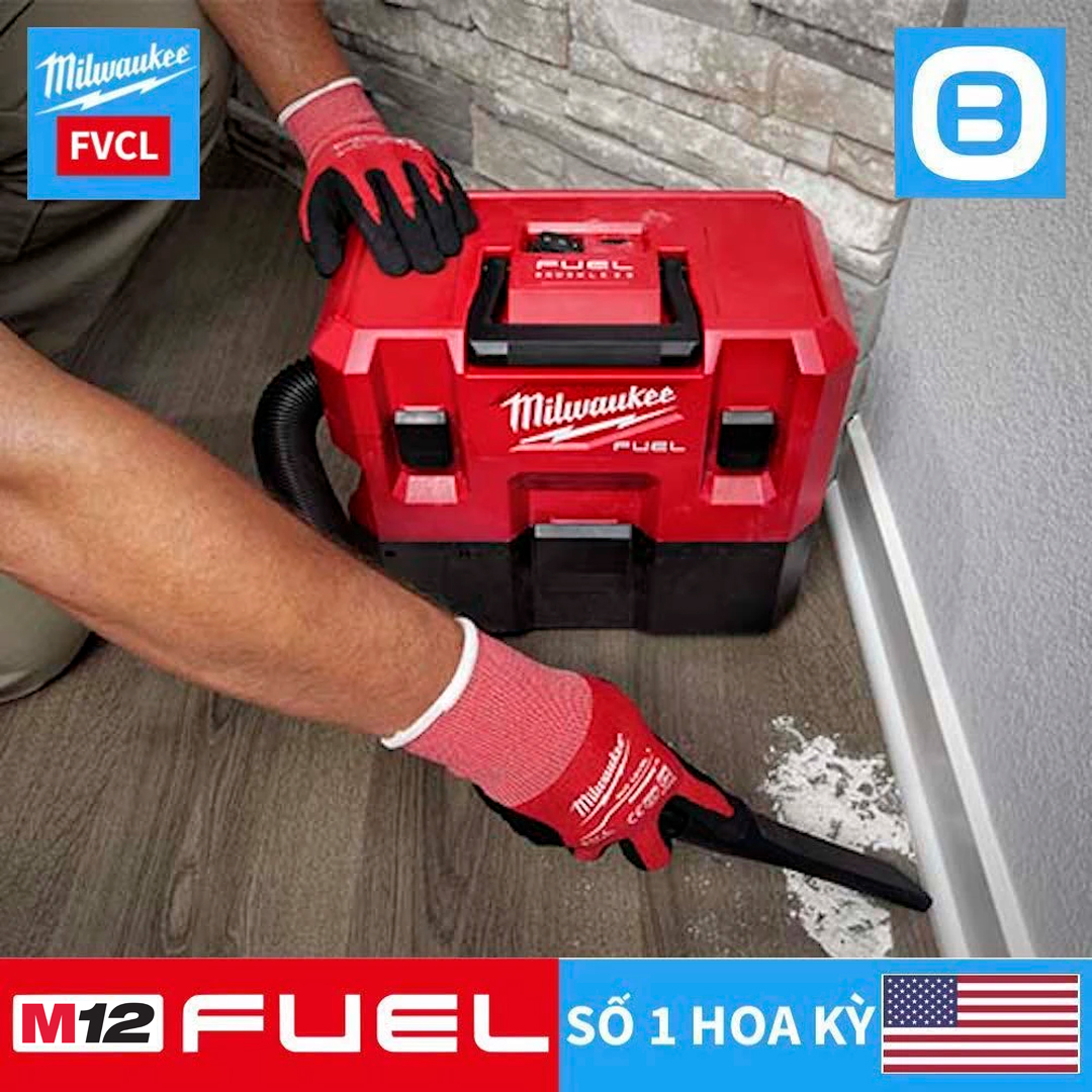 Milwaukee M12 FVCL, Máy hút bụi khô ướt, 12V, 6L, Màu đỏ đen, 16134009