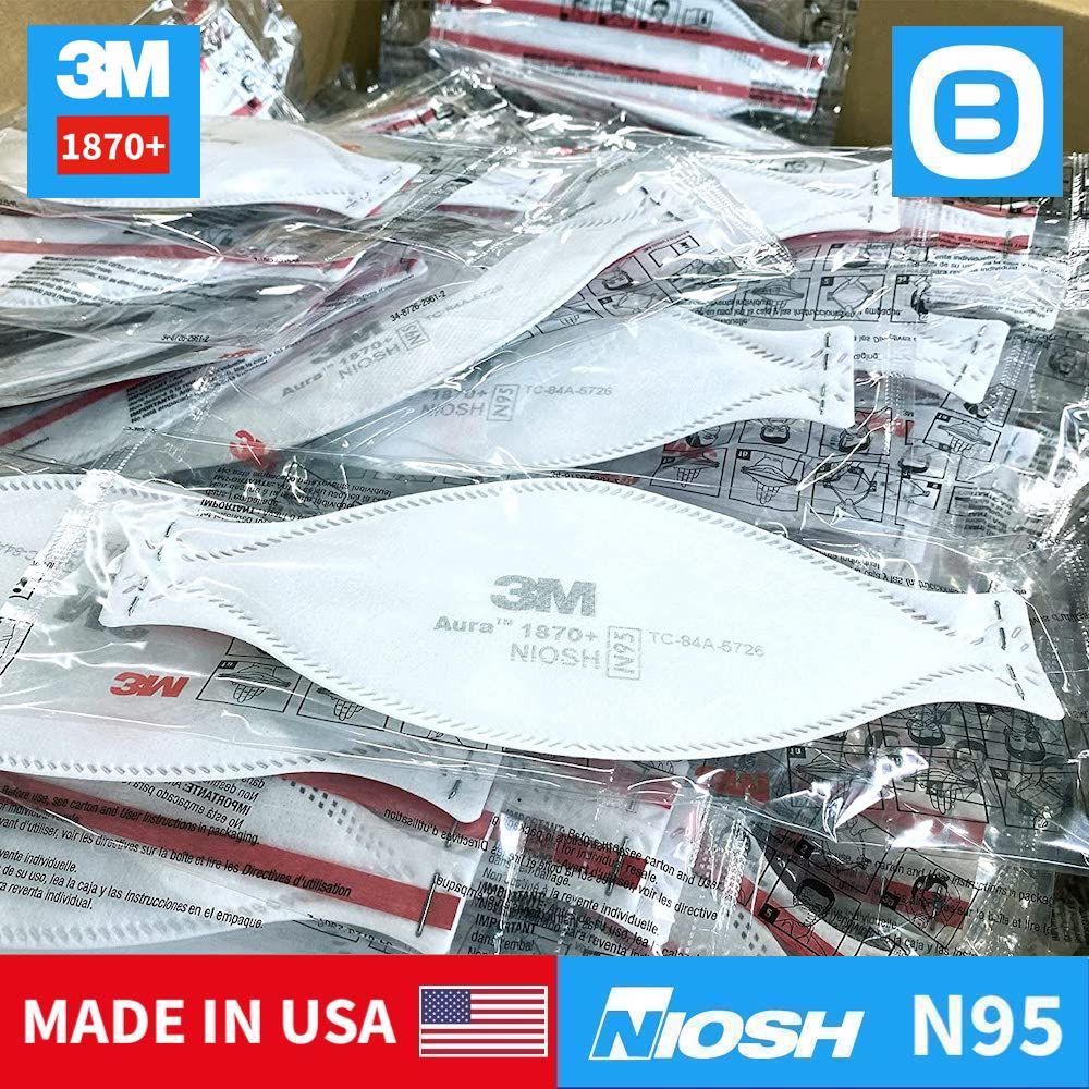 3M 1870+, Khẩu trang đạt tiêu chuẩn N95 NIOSH lọc 95% bụi mịn, mầm bệnh, virus trong không khí, Màu trắng