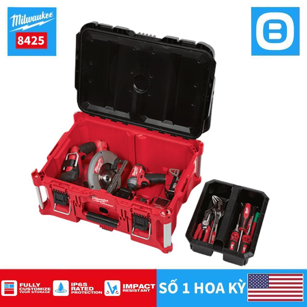 Milwaukee 8425, Hộp đựng dụng cụ, IP65, Chịu tải 45kg, Có chốt khóa, Màu đỏ đen, 129305050